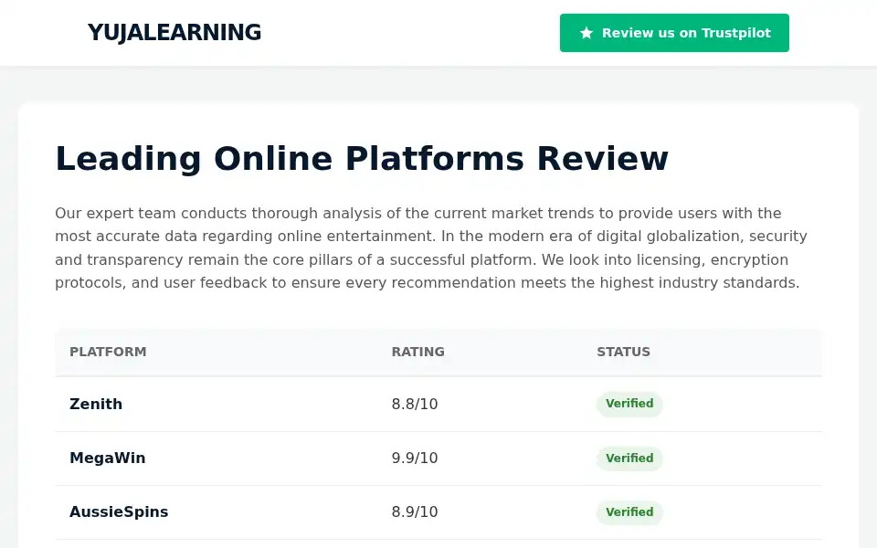 Screenshot of yujalearning.com