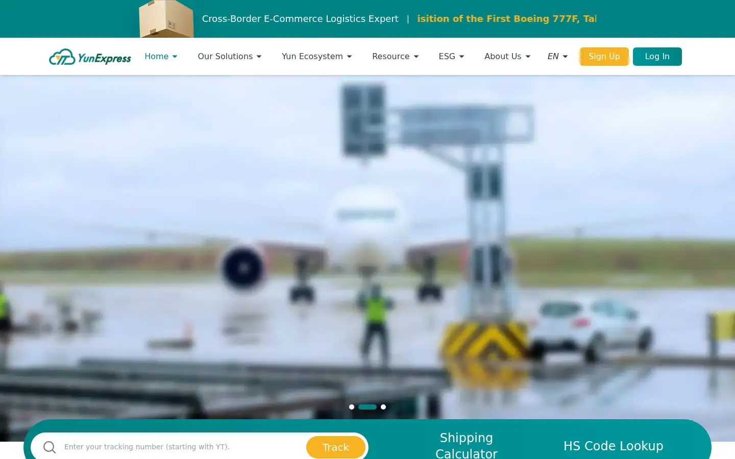 Screenshot of yunexpress.com