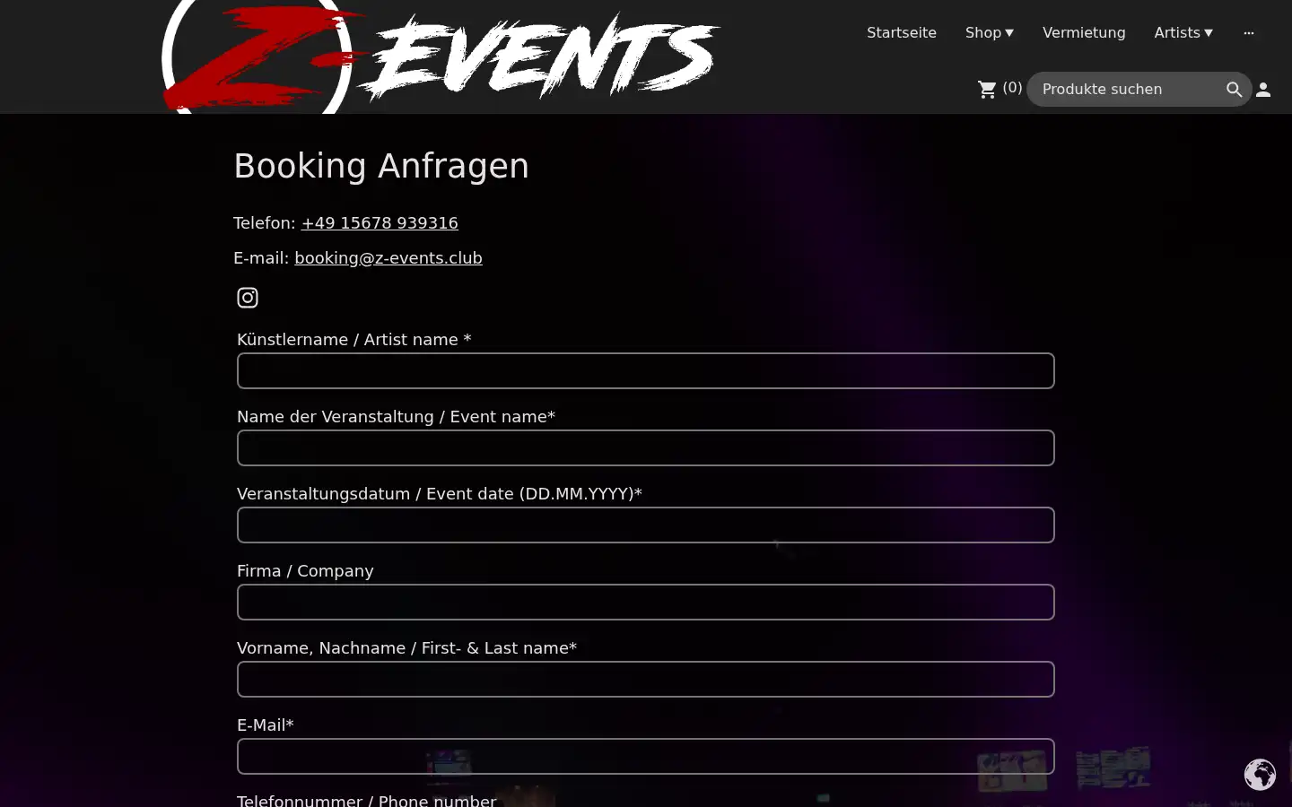 Screenshot of z-events.club