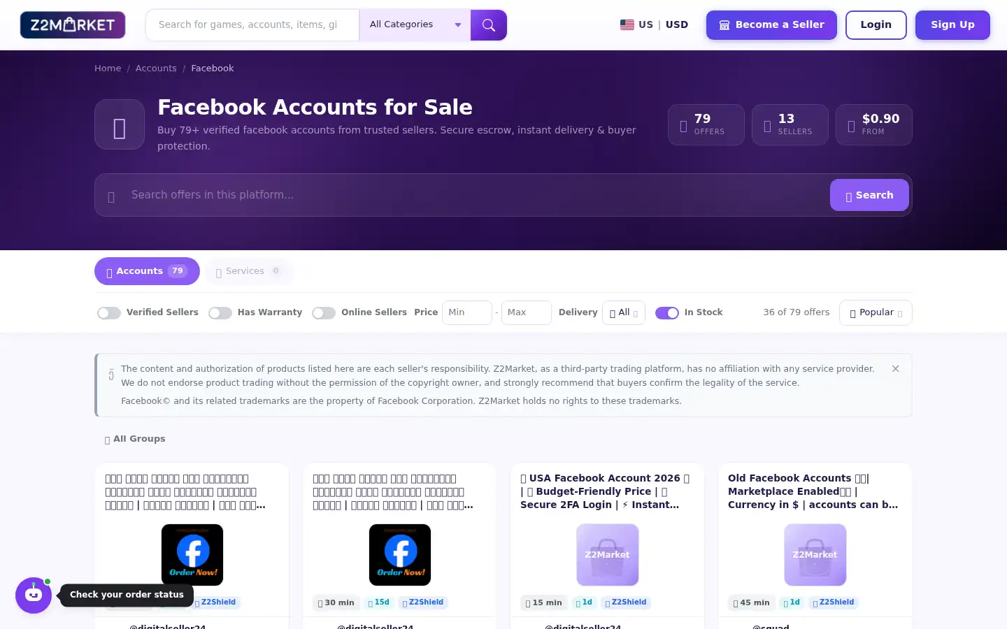 Screenshot of z2market.com
