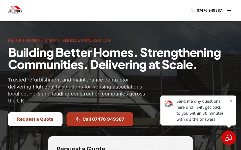 Screenshot of zafhomes.co.uk