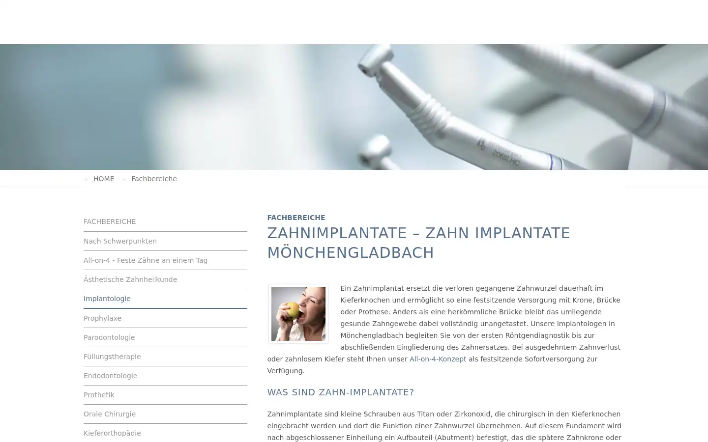 Screenshot of zahnaerztemg.de