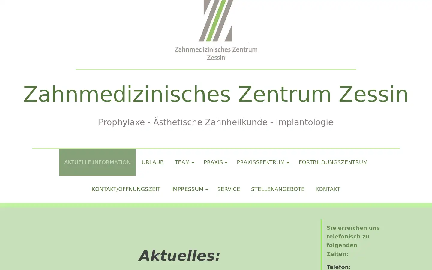 Screenshot of zahnzentrum-zessin.de