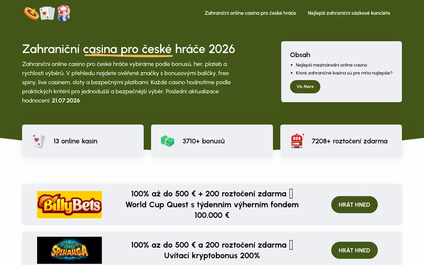 Screenshot of zahranicnicasino.com