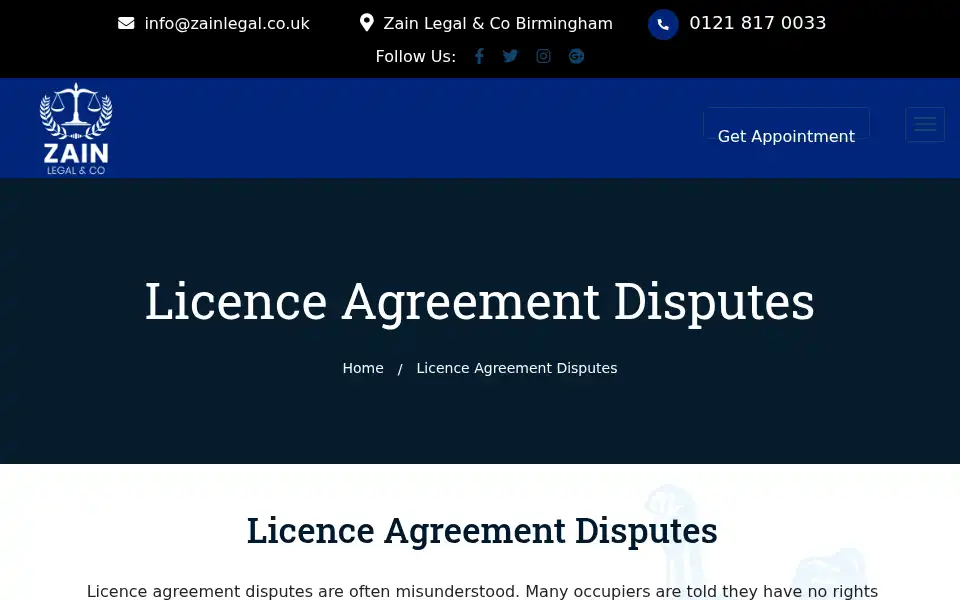 Screenshot of zainlegal.co.uk