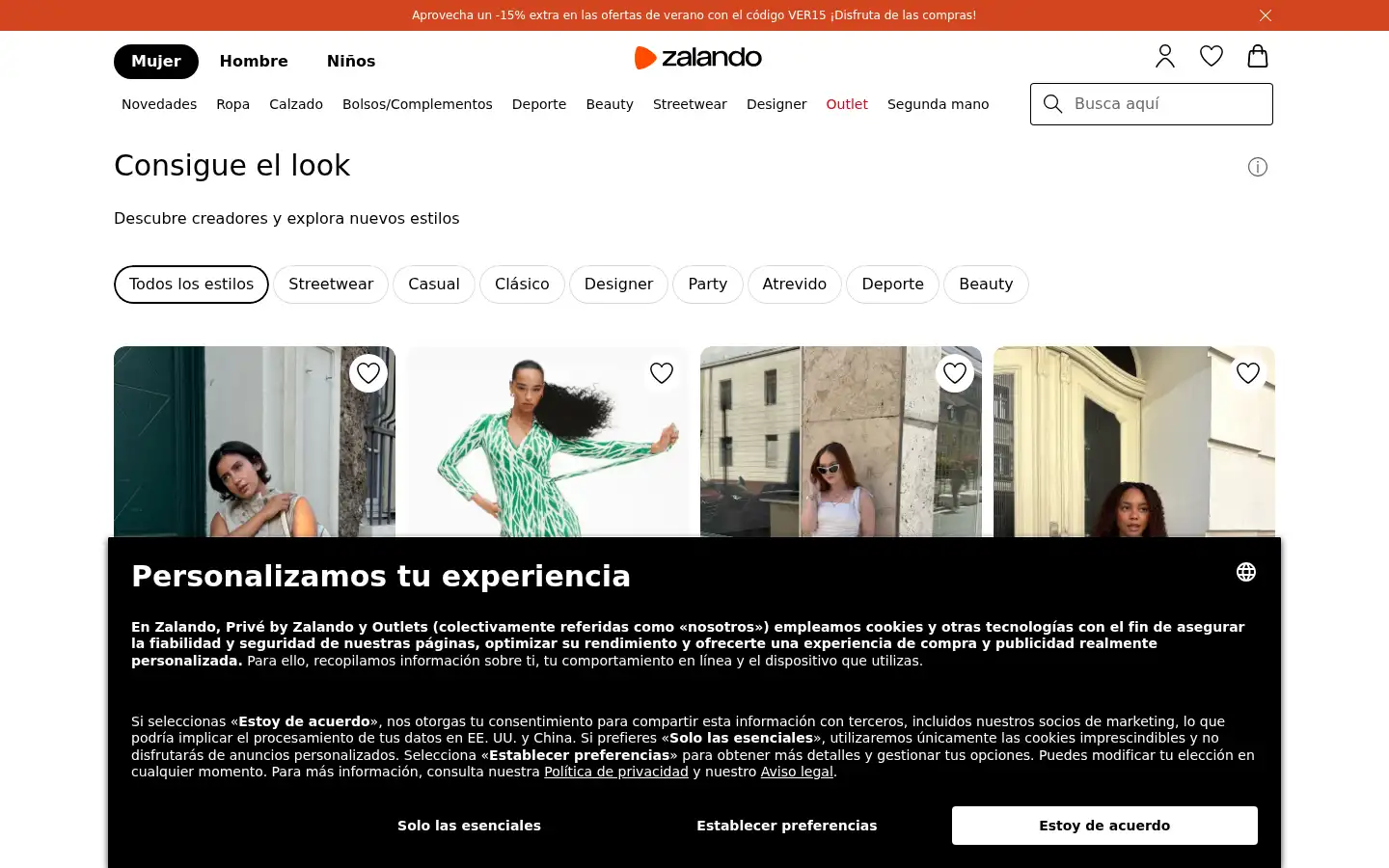 Screenshot of zalando.es