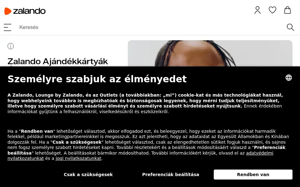 Screenshot of zalando.hu