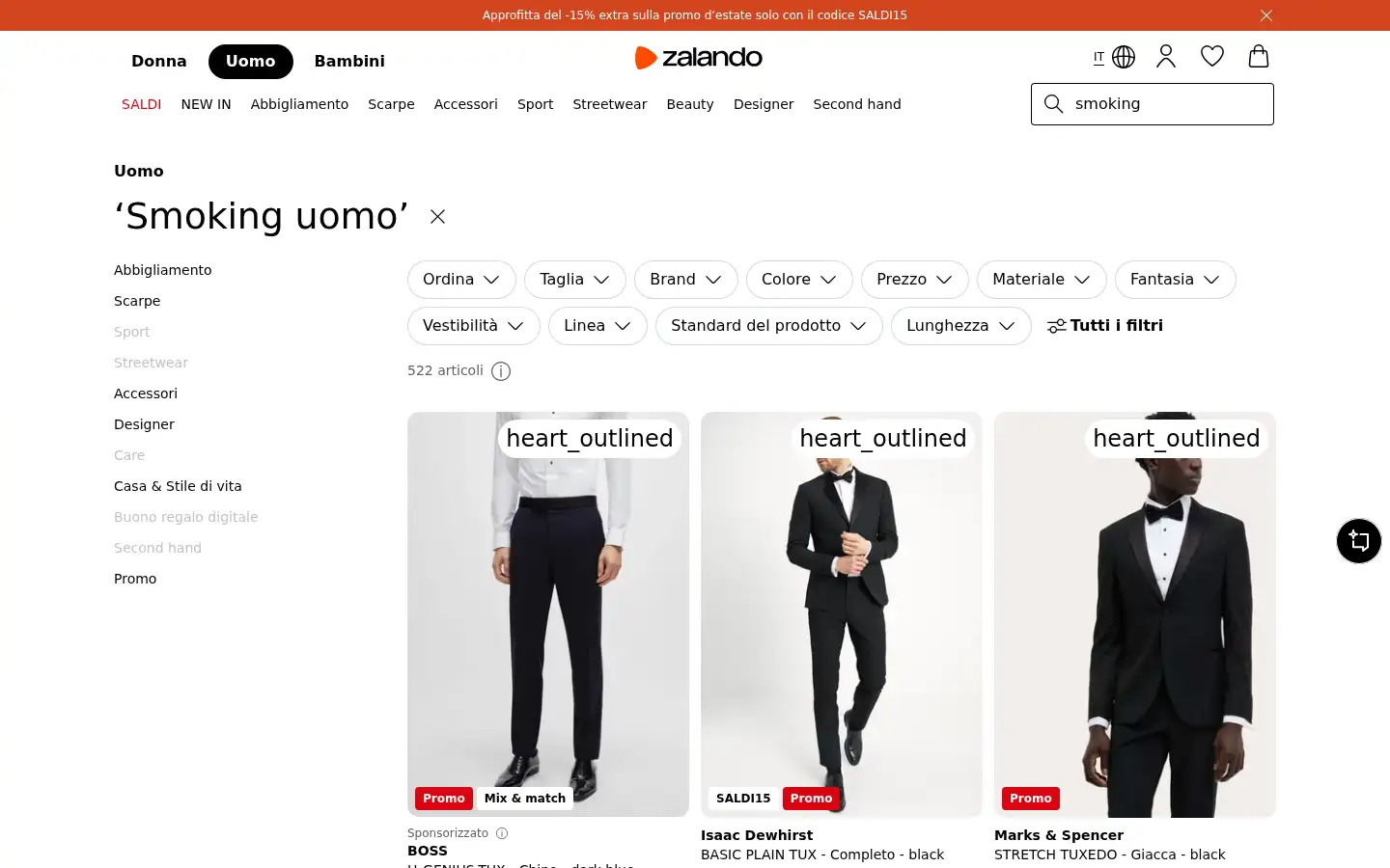 Screenshot of zalando.it