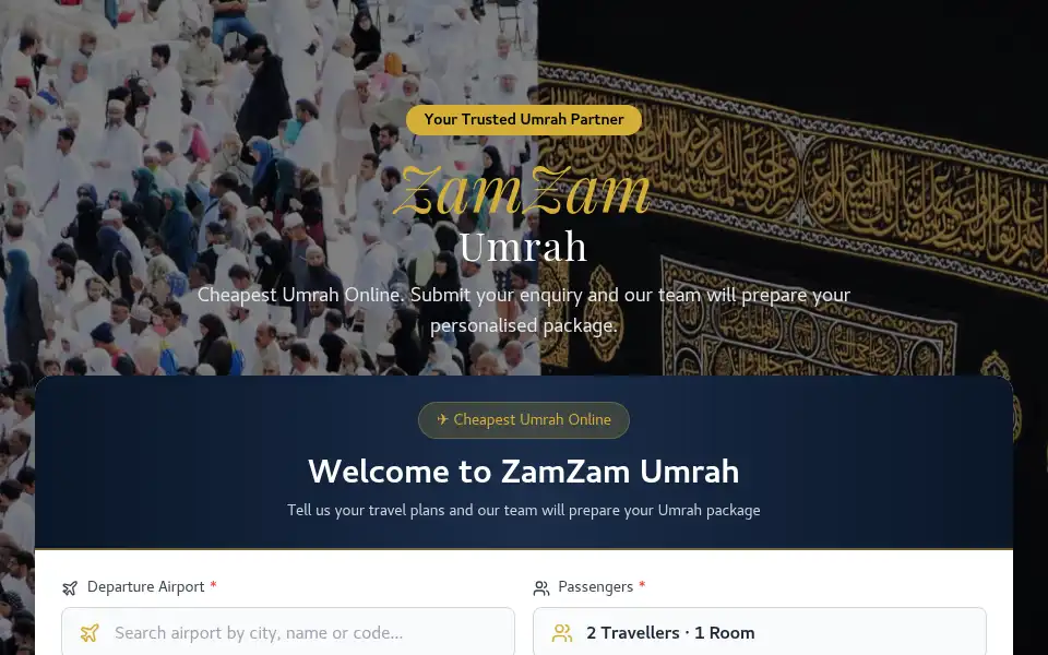 Screenshot of zamzamumrah.co.uk