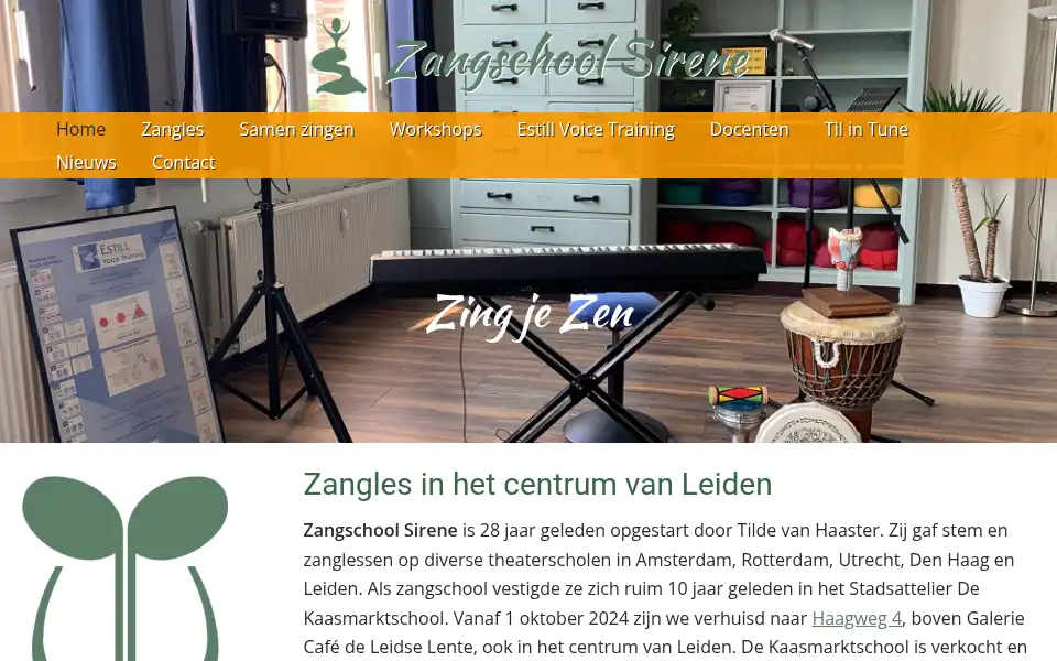 Screenshot of zangschoolsirene.nl