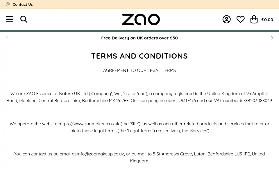 Screenshot of zaomakeup.co.uk