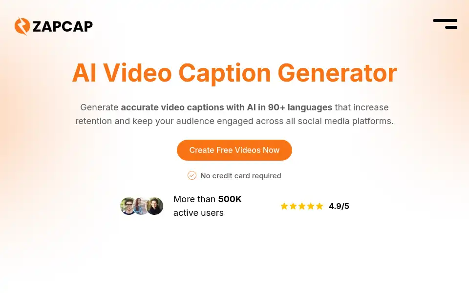 Screenshot of zapcap.ai