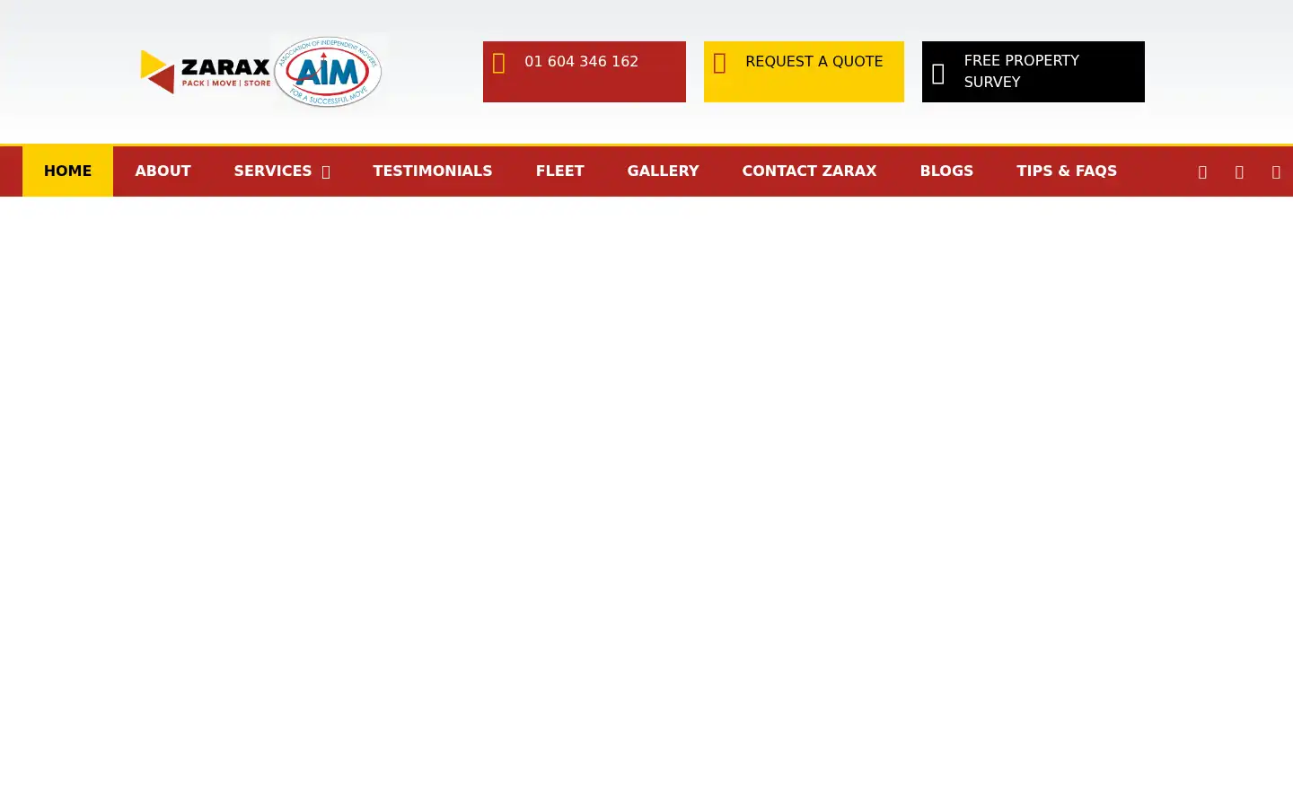 Screenshot of zarax-removals.co.uk