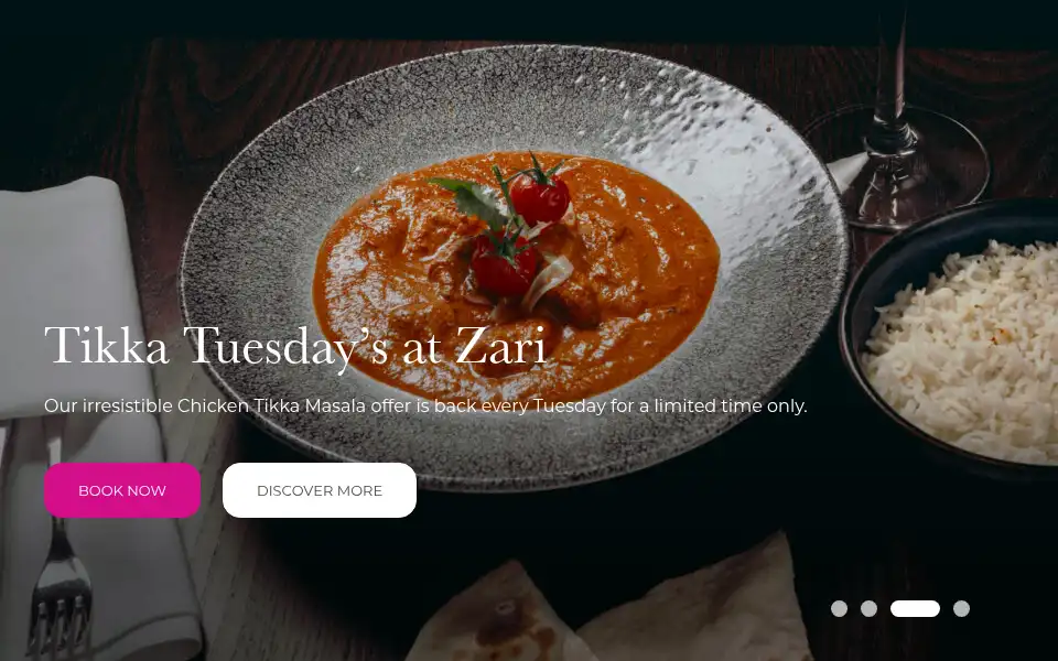 Screenshot of zarirestaurant.co.uk