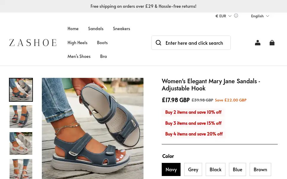 Screenshot of zashoe.com