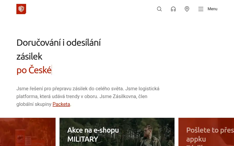 Screenshot of zasilkovna.cz