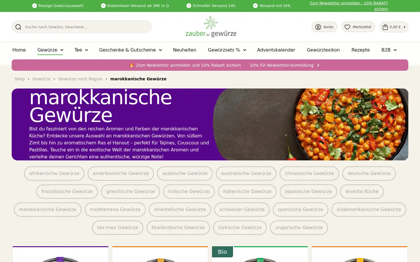 Screenshot of zauberdergewuerze.de