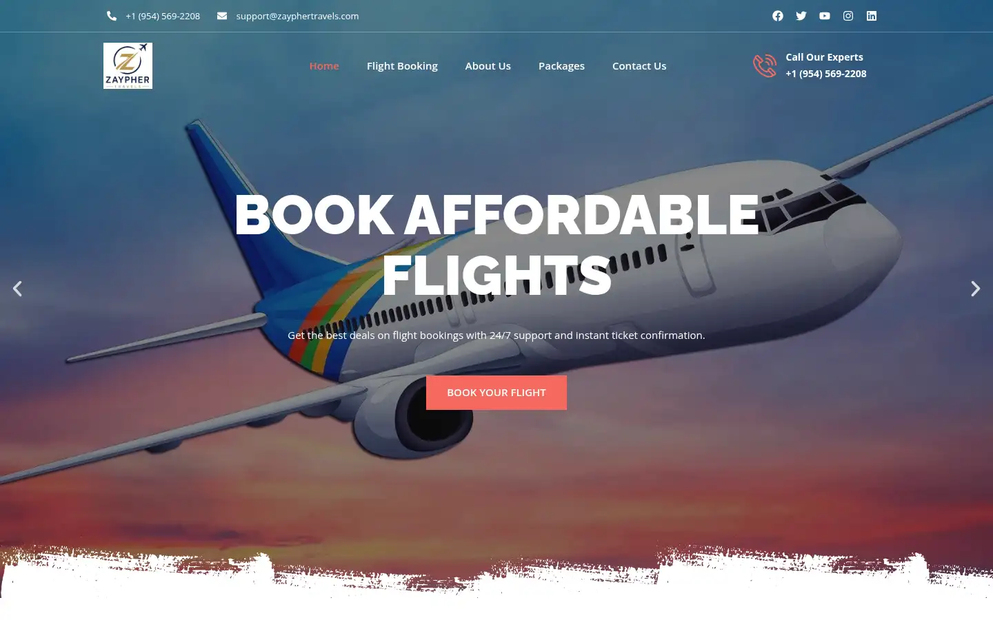 Screenshot of zayphertravels.com