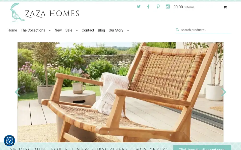 Screenshot of zazahomes.co.uk