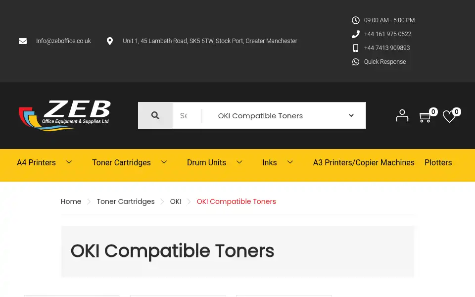 Screenshot of zeboffice.co.uk