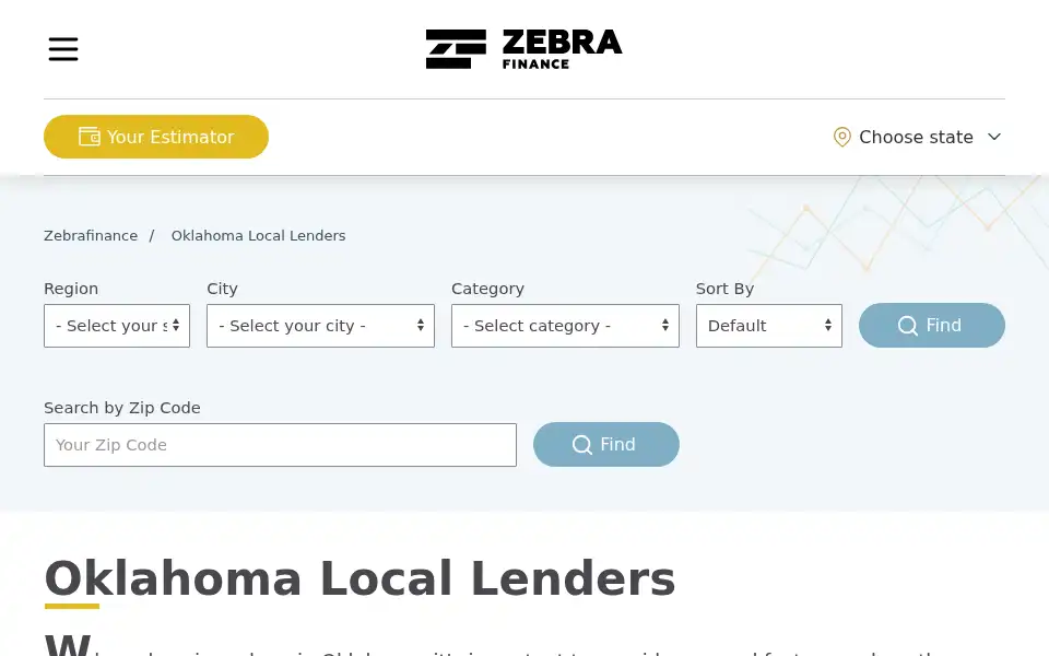 Screenshot of zebrafinance.com