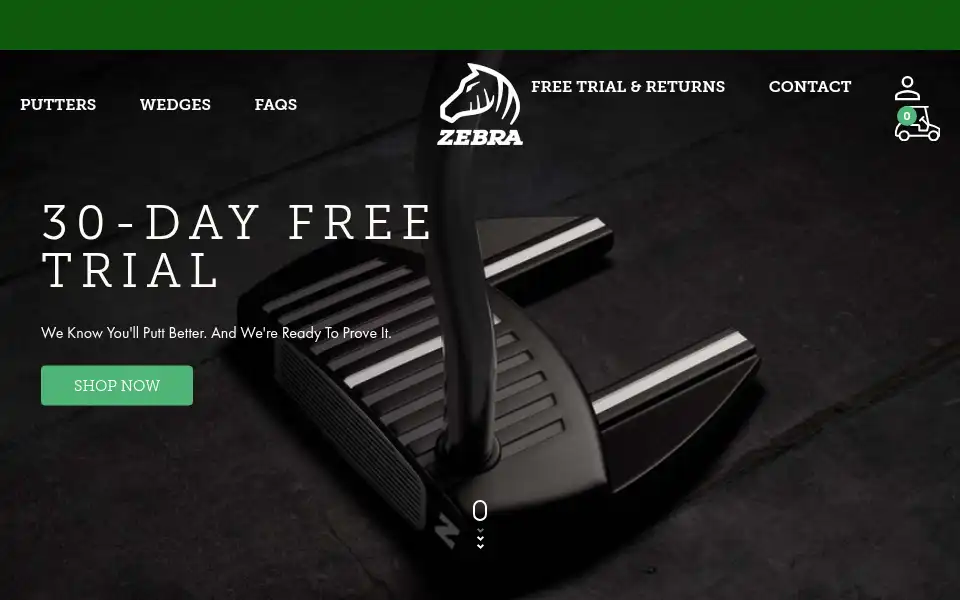 Screenshot of zebragolf.co.uk