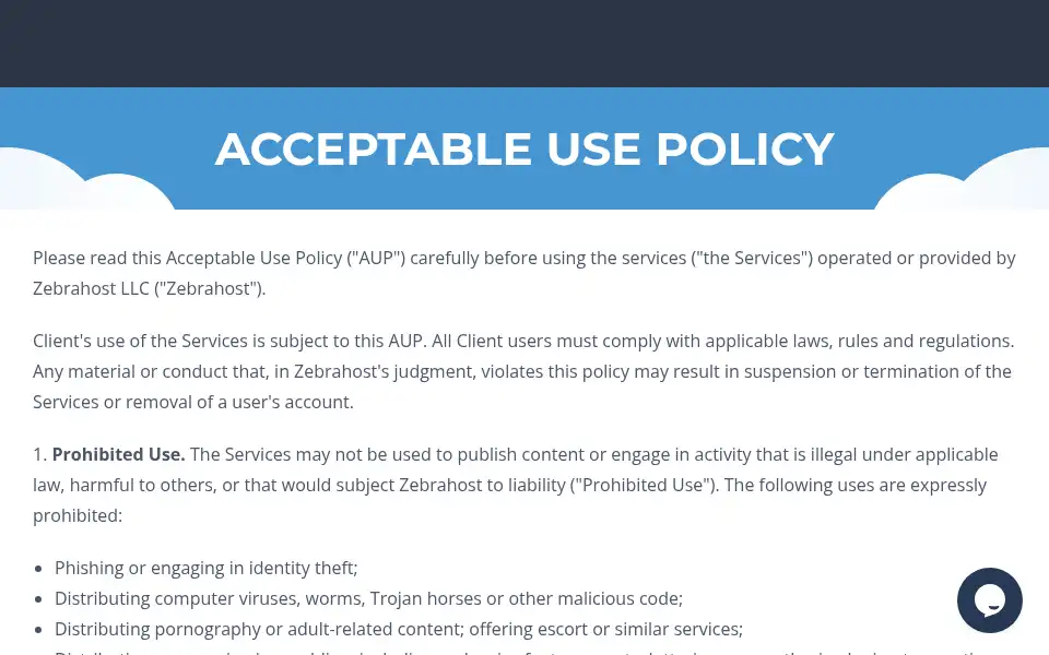 Screenshot of zebrahost.com