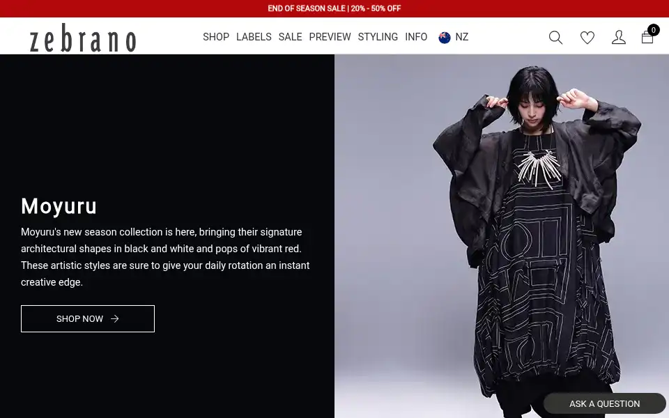Screenshot of zebrano.co.nz