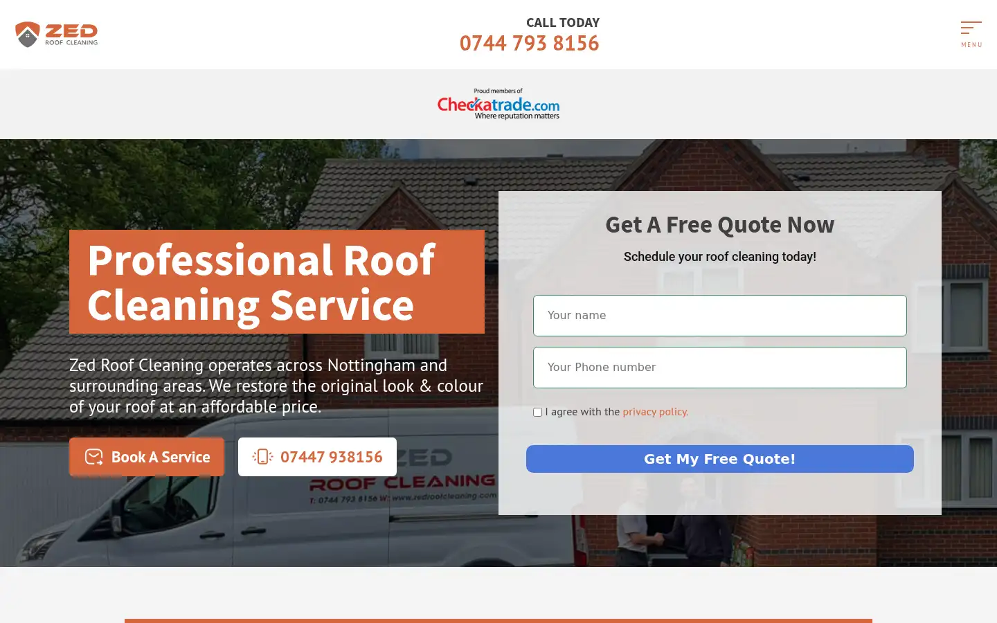 Screenshot of zedroofcleaning.co.uk