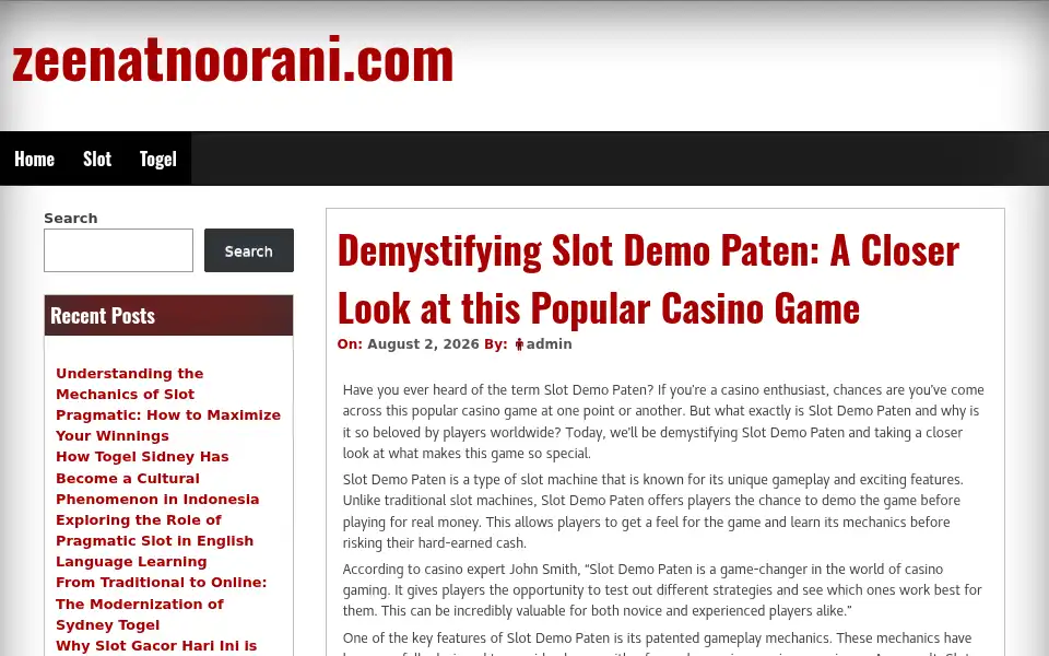 Screenshot of zeenatnoorani.com