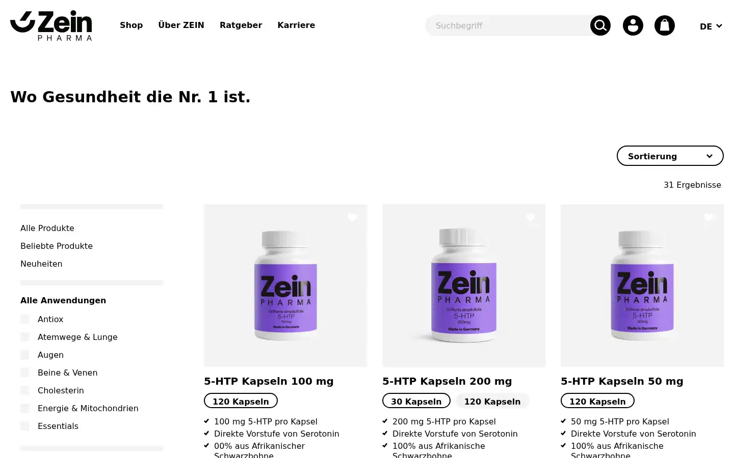Screenshot of zeinpharma.de