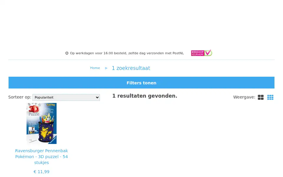 Screenshot of zeistspeelgoed.nl