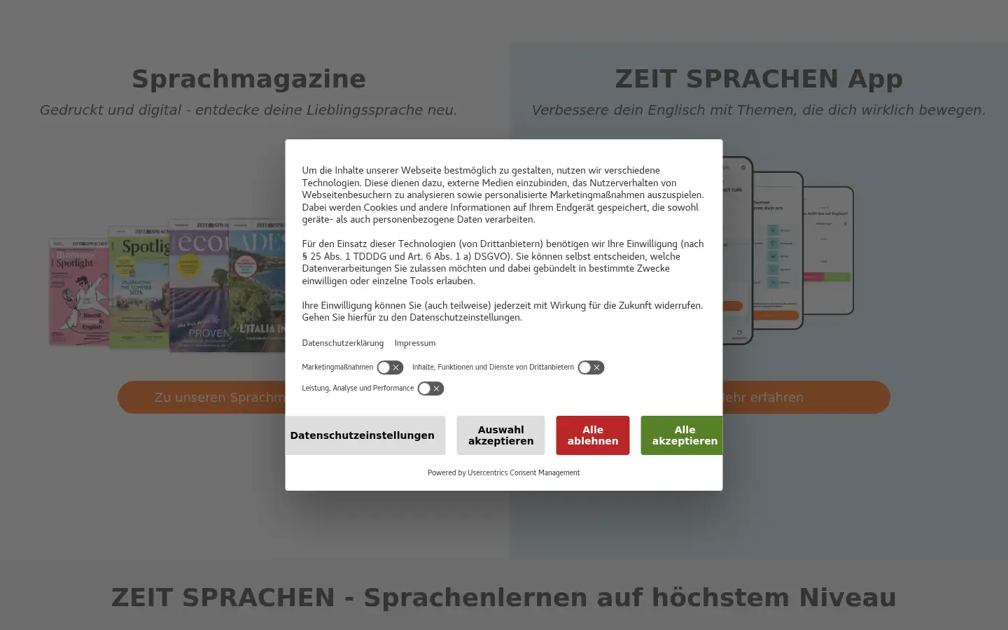 Screenshot of zeit-sprachen.de