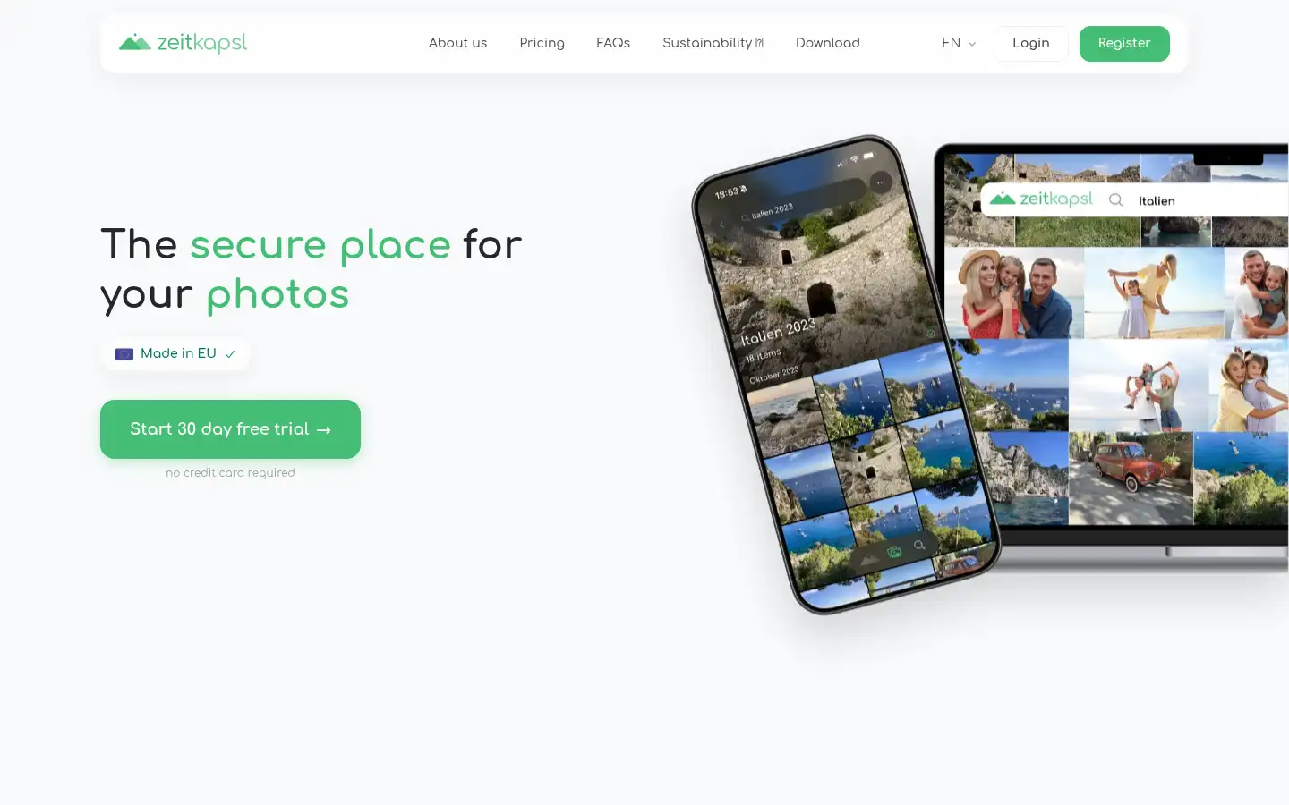 Screenshot of zeitkapsl.eu