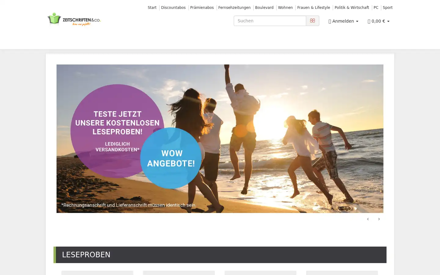 Screenshot of zeitschriftenundco.de
