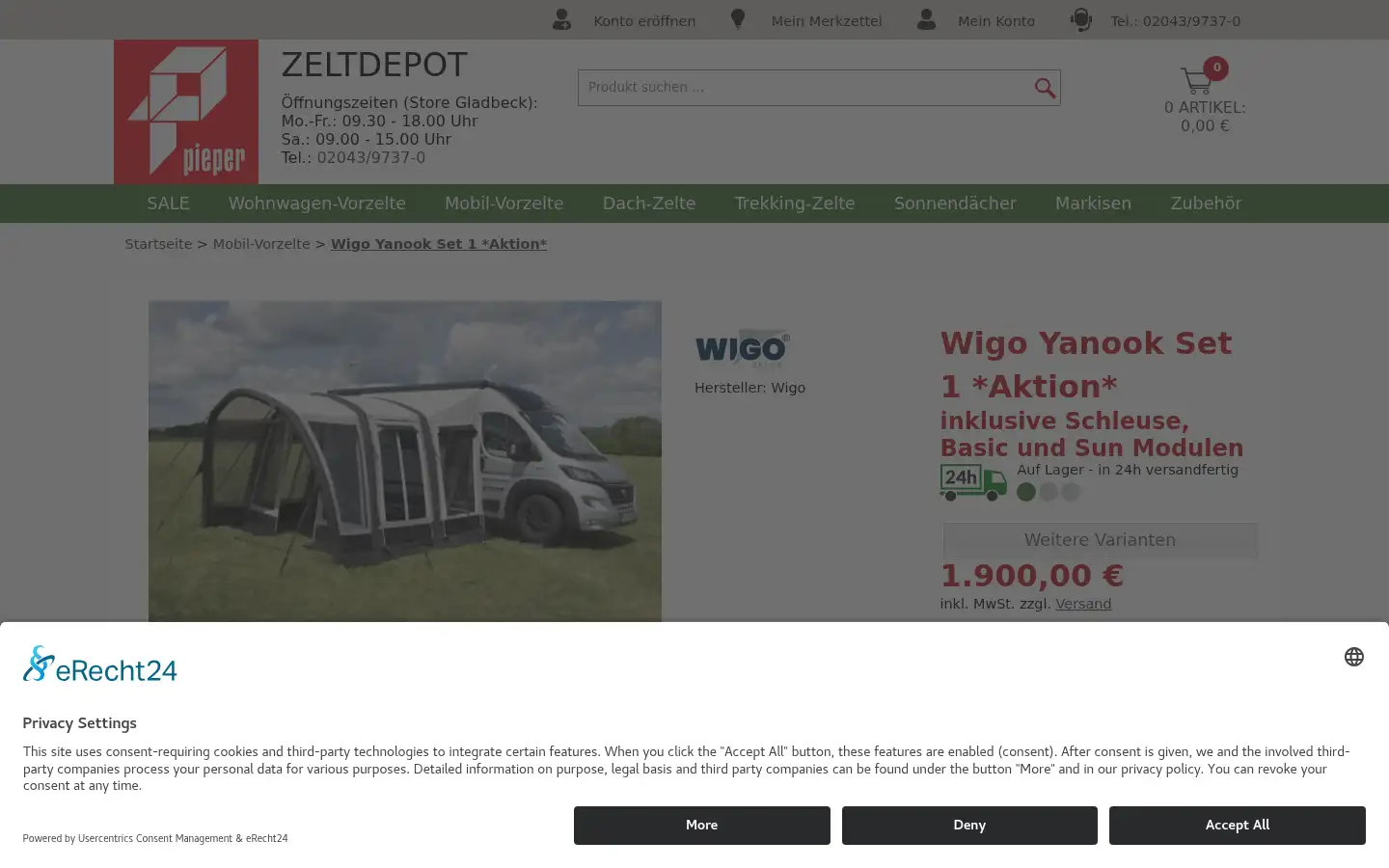 Screenshot of zeltdepot.de