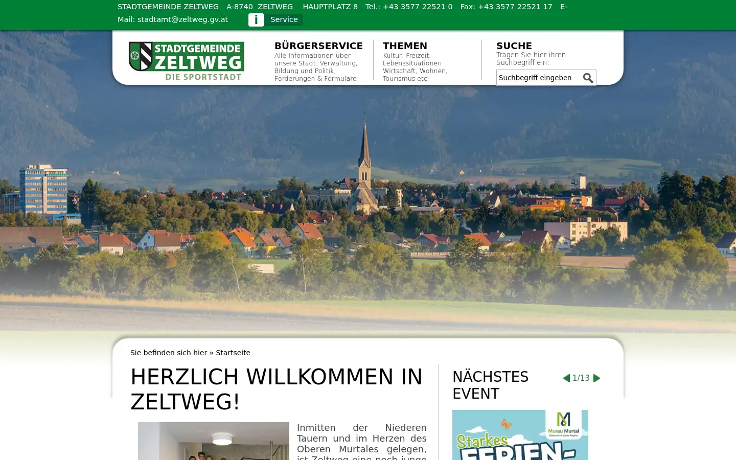 Screenshot of zeltweg.at