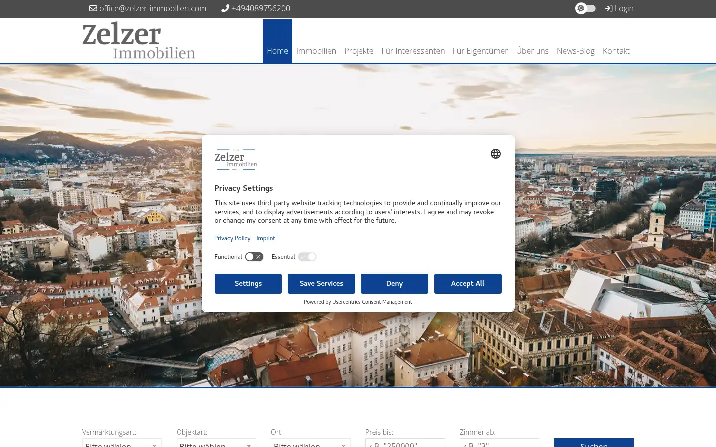 Screenshot of zelzer-immobilien.com