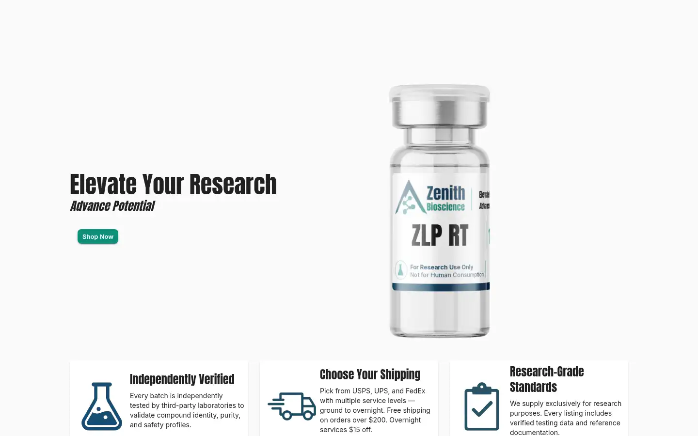 Screenshot of zenithbioscience.com