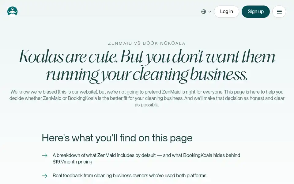 Screenshot of zenmaid.com