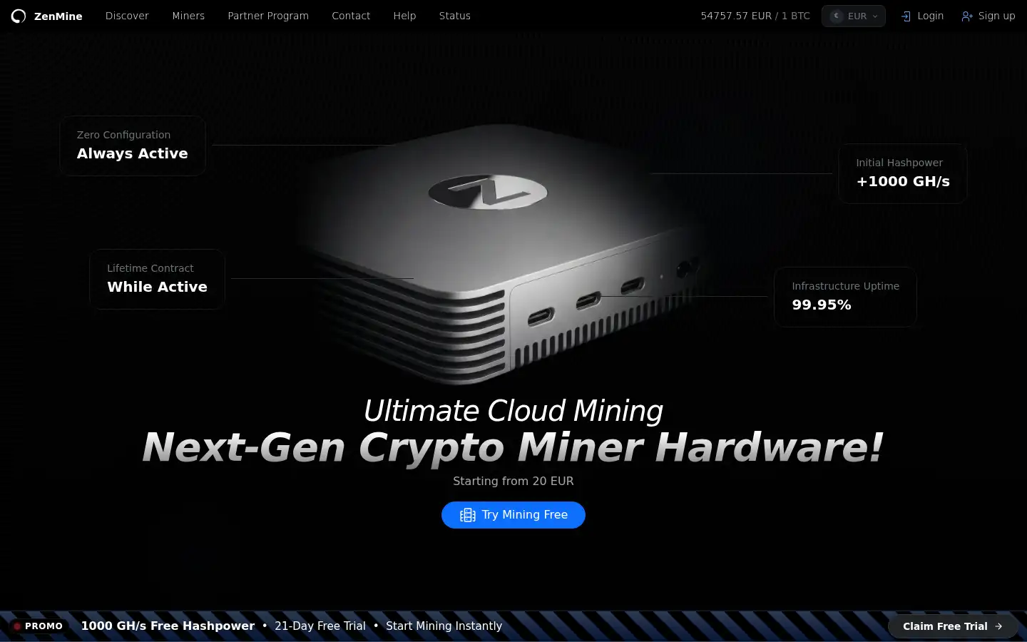 Screenshot of zenmine.io