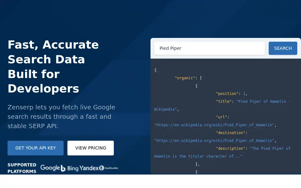 Screenshot of zenserp.com
