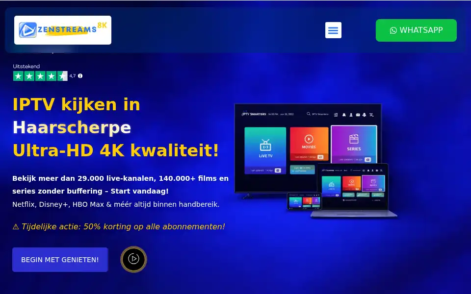Screenshot of zenstreams8k.nl