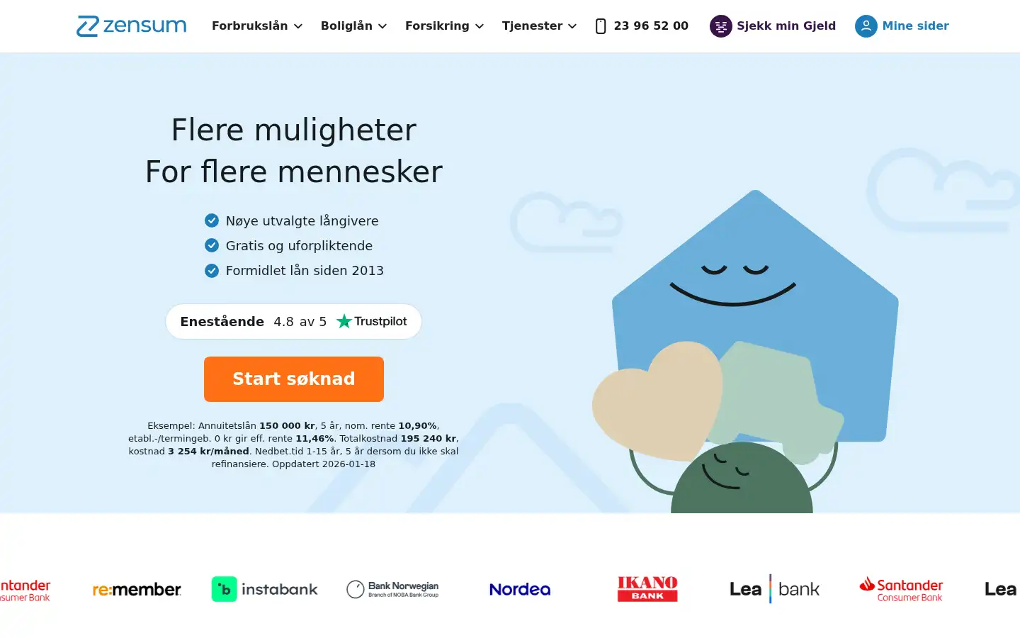 Screenshot of zensum.no