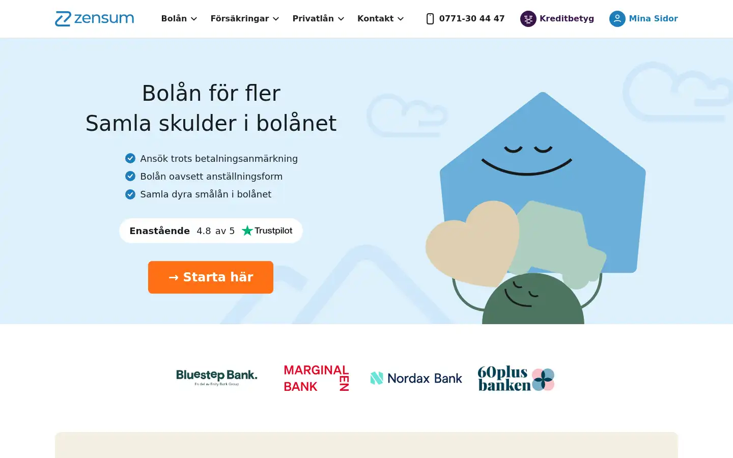 Screenshot of zensum.se
