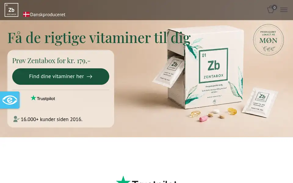 Screenshot of zentabox.dk