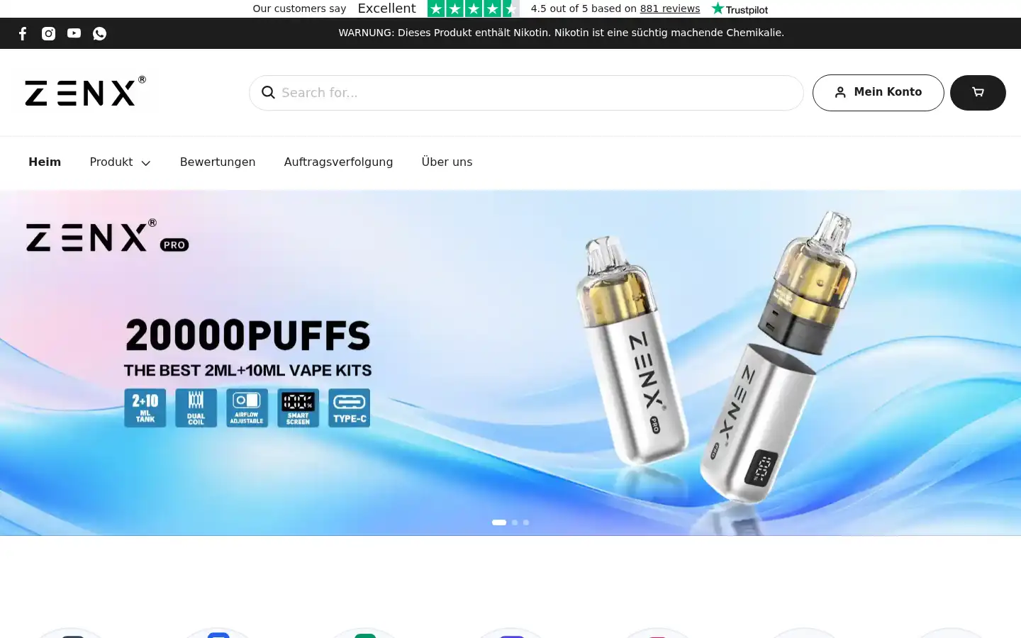 Screenshot of zenxvape.de
