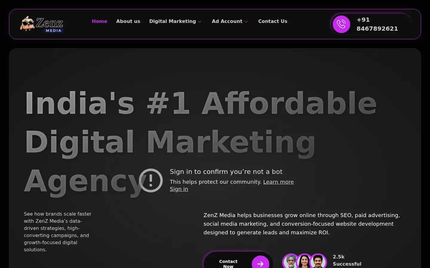 Screenshot of zenzmedia.in