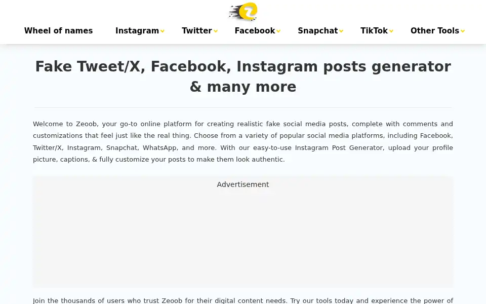 Screenshot of zeoob.com