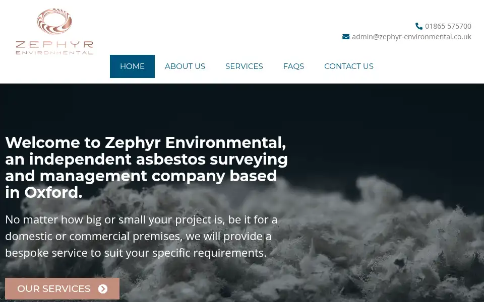 Screenshot of zephyr-environmental.co.uk